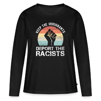 BLM garde les immigrants expulser les racistes - T-shirt manches longues Premium bio Femme - noir - Devant - Julia (174cm)