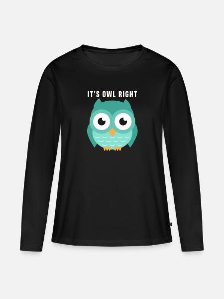 Eule - Frauen Premium Bio Langarmshirt - Schwarz