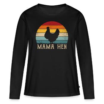 Funny saying mom hen mother chicken retro - Women's Premium Organic Long Sleeve Shirt - black - Front - Julia (174cm)