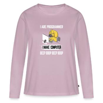 Informatique programmeur ordinateur pc cadeau - T-shirt manches longues Premium bio Femme - rose poudré - Devant - Julia (174cm)