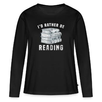 Je préfère lire - T-shirt manches longues Premium bio Femme - noir - Devant - Julia (174cm)
