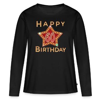 60. Geburtstag - Frauen Premium Bio Langarmshirt - Schwarz - Vorne - Julia (174cm)