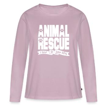 Protection des animaux Défenseur des animaux Chiens Chiens Chats - T-shirt manches longues Premium bio Femme - rose poudré - Devant - Julia (174cm)
