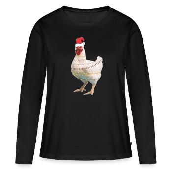 Poulet Noël Noël - T-shirt manches longues Premium bio Femme - noir - Devant - Julia (174cm)