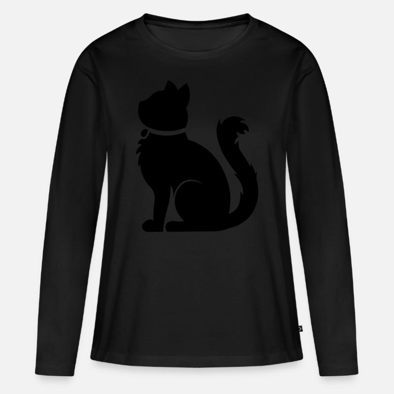 Flauschige Katze / fluffy cat - Frauen Premium Bio Langarmshirt - Schwarz