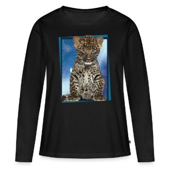Léopard - T-shirt manches longues Premium bio Femme - noir - Devant - Julia (174cm)