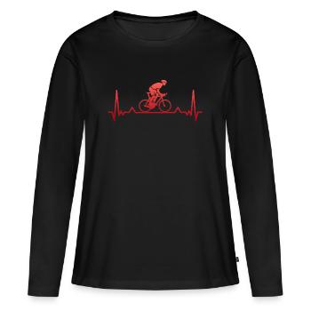 Vélo Biking Heartbeat Vélo Cadeau - T-shirt manches longues Premium bio Femme - noir - Devant - Julia (174cm)