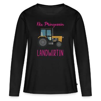 Nix Prinzessin Landwirtin - Frauen Premium Bio Langarmshirt - Schwarz - Vorne - Julia (174cm)