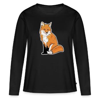 Illustration de renard - T-shirt manches longues Premium bio Femme - noir - Devant - Julia (174cm)