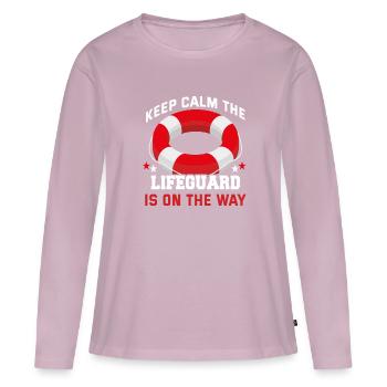 Lifeguard Lifeguard Piscine extérieure Piscine intérieure - T-shirt manches longues Premium bio Femme - rose poudré - Devant - Julia (174cm)
