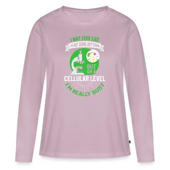 Tableau périodique des sciences du laboratoire de chimie chimiste - T-shirt manches longues Premium bio Femme - rose poudré - Devant - Julia (174cm)