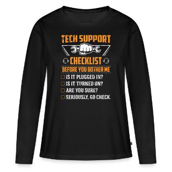 Technik Support Checkliste Computer IT Informatik - Frauen Premium Bio Langarmshirt - Schwarz - Vorne - Julia (174cm)