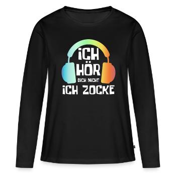 Gaming Zocken Zocker - Frauen Premium Bio Langarmshirt - Schwarz - Vorne - Julia (174cm)