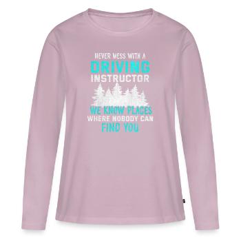 Instructeur de conduite école de conduite voiture permis de conduire - T-shirt manches longues Premium bio Femme - rose poudré - Devant - Julia (174cm)