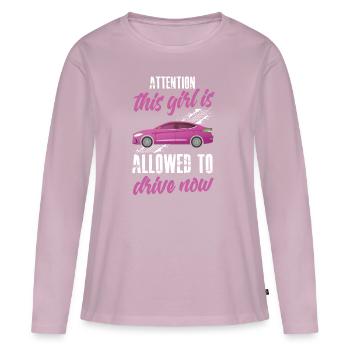 Instructeur de conduite école de conduite voiture permis de conduire - T-shirt manches longues Premium bio Femme - rose poudré - Devant - Julia (174cm)