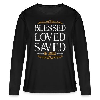 bénédictions bible amour - T-shirt manches longues Premium bio Femme - noir - Devant - Julia (174cm)