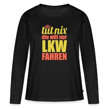 Lkw-Fahrerin - Frauen Premium Bio Langarmshirt - Schwarz - Vorne - Julia (174cm)