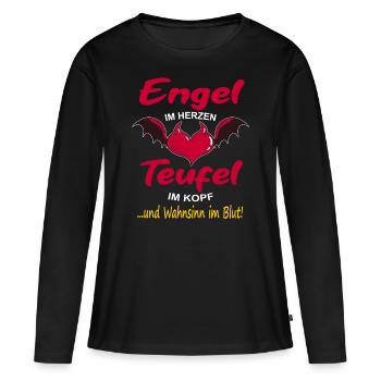 Engel Teufel Kostüm Charakter Zicke Geschenk - Frauen Premium Bio Langarmshirt - Schwarz - Vorne - Julia (174cm)