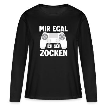 Zocken - Frauen Premium Bio Langarmshirt - Schwarz - Vorne - Julia (174cm)