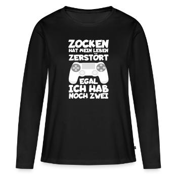 Zocken - Frauen Premium Bio Langarmshirt - Schwarz - Vorne - Julia (174cm)