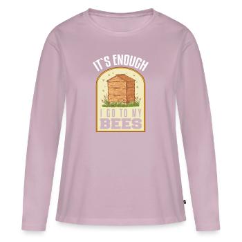 Apiculteur Abeille Miel Apiculture Apiculteur nid d’abeilles - T-shirt manches longues Premium bio Femme - rose poudré - Devant - Julia (174cm)