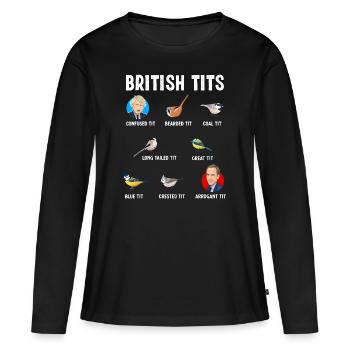 Cadeau d'oiseau de mésange Boris Johnson Matt Hancock - T-shirt manches longues Premium bio Femme - noir - Devant - Julia (174cm)