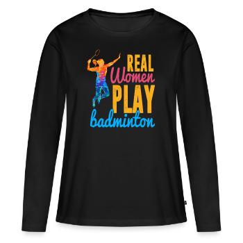 Badminton Federball Sport Joueur de badminton femmes - T-shirt manches longues Premium bio Femme - noir - Devant - Julia (174cm)