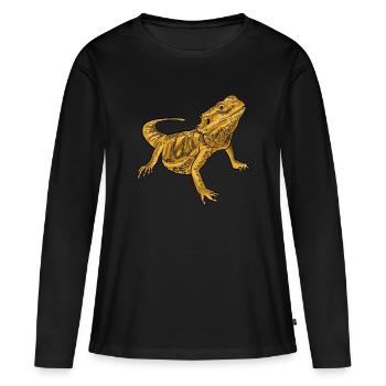 Dragon barbu - T-shirt manches longues Premium bio Femme - noir - Devant - Julia (174cm)
