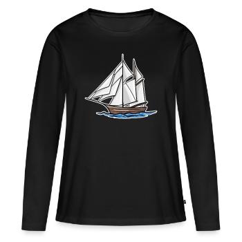 Boot - Frauen Premium Bio Langarmshirt - Schwarz - Vorne - Julia (174cm)