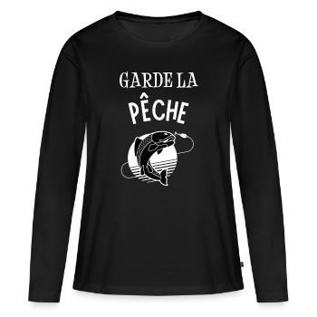 T-shirt garde la pêche cadeau - T-shirt manches longues Premium bio Femme - noir - Devant - Julia (174cm)