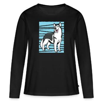 Husky - T-shirt manches longues Premium bio Femme - noir - Devant - Julia (174cm)