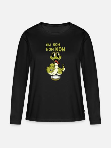 Om nom nom nom Fressende Schlange - Premium økologisk langærmet T-shirt til kvinder - sort