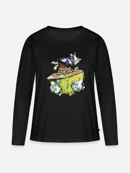 Slug lime - Frauen Premium Bio Langarmshirt - Schwarz
