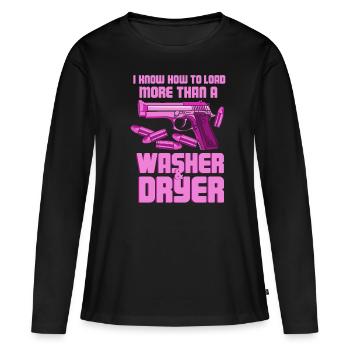I Know How To Load More Than A Washer Policier - T-shirt manches longues Premium bio Femme - noir - Devant - Julia (174cm)