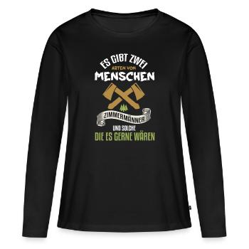 Zimmerer Zimmermann Zimmerei Schreiner Handwerker - Frauen Premium Bio Langarmshirt - Schwarz - Vorne - Julia (174cm)
