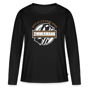 Zimmerer Zimmermann Zimmerei Schreiner Handwerker - Frauen Premium Bio Langarmshirt - Schwarz - Vorne - Julia (174cm)
