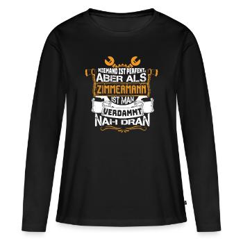 Zimmerer Zimmermann Zimmerei Schreiner Handwerker - Frauen Premium Bio Langarmshirt - Schwarz - Vorne - Julia (174cm)