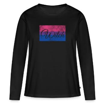 Bi Witch - Lesbian - Bi Flag - Bi Witch Flag - T-shirt manches longues Premium bio Femme - noir - Devant - Julia (174cm)