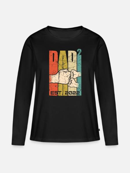 Padre 2022 aspetta papà gemelli due figli - Maglia a maniche lunghe ecologica premium da donna - nero