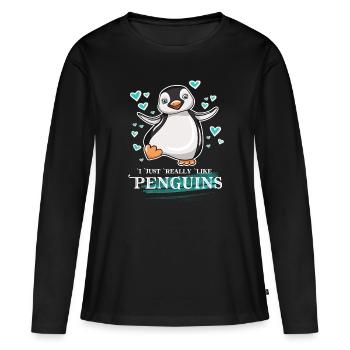 I Just Really Like Penguins - Women's Premium Organic Long Sleeve Shirt - black - Front - Julia (174cm)