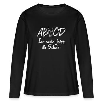 Einschulung Schulanfang - Frauen Premium Bio Langarmshirt - Schwarz - Vorne - Julia (174cm)