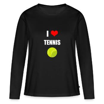 I LOVE tennis - T-shirt manches longues Premium bio Femme - noir - Devant - Julia (174cm)