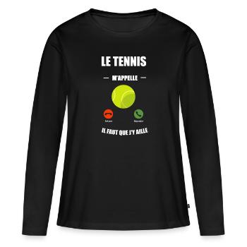 tennis m appelle - T-shirt manches longues Premium bio Femme - noir - Devant - Julia (174cm)