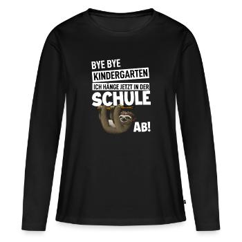 Schulanfang - Frauen Premium Bio Langarmshirt - Schwarz - Vorne - Julia (174cm)