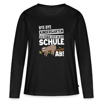 Schulanfang - Frauen Premium Bio Langarmshirt - Schwarz - Vorne - Julia (174cm)