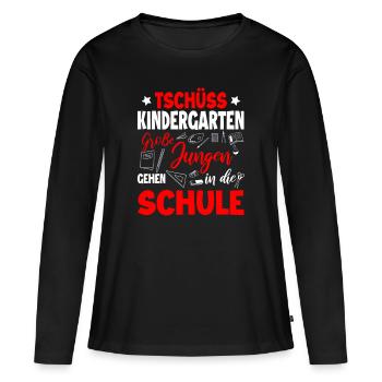Schulanfang - Frauen Premium Bio Langarmshirt - Schwarz - Vorne - Julia (174cm)