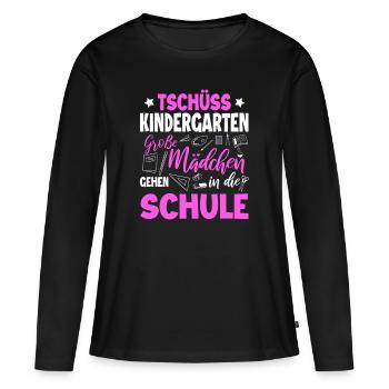 Schulanfang - Frauen Premium Bio Langarmshirt - Schwarz - Vorne - Julia (174cm)