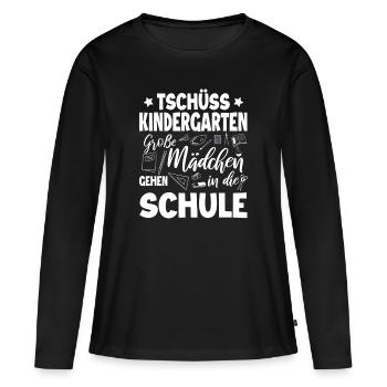 Schulanfang - Frauen Premium Bio Langarmshirt - Schwarz - Vorne - Julia (174cm)