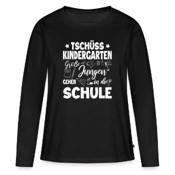 Schulanfang - Frauen Premium Bio Langarmshirt - Schwarz - Vorne - Julia (174cm)