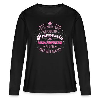 Verkäuferin Prinzessin Beruf - Frauen Premium Bio Langarmshirt - Schwarz - Vorne - Julia (174cm)